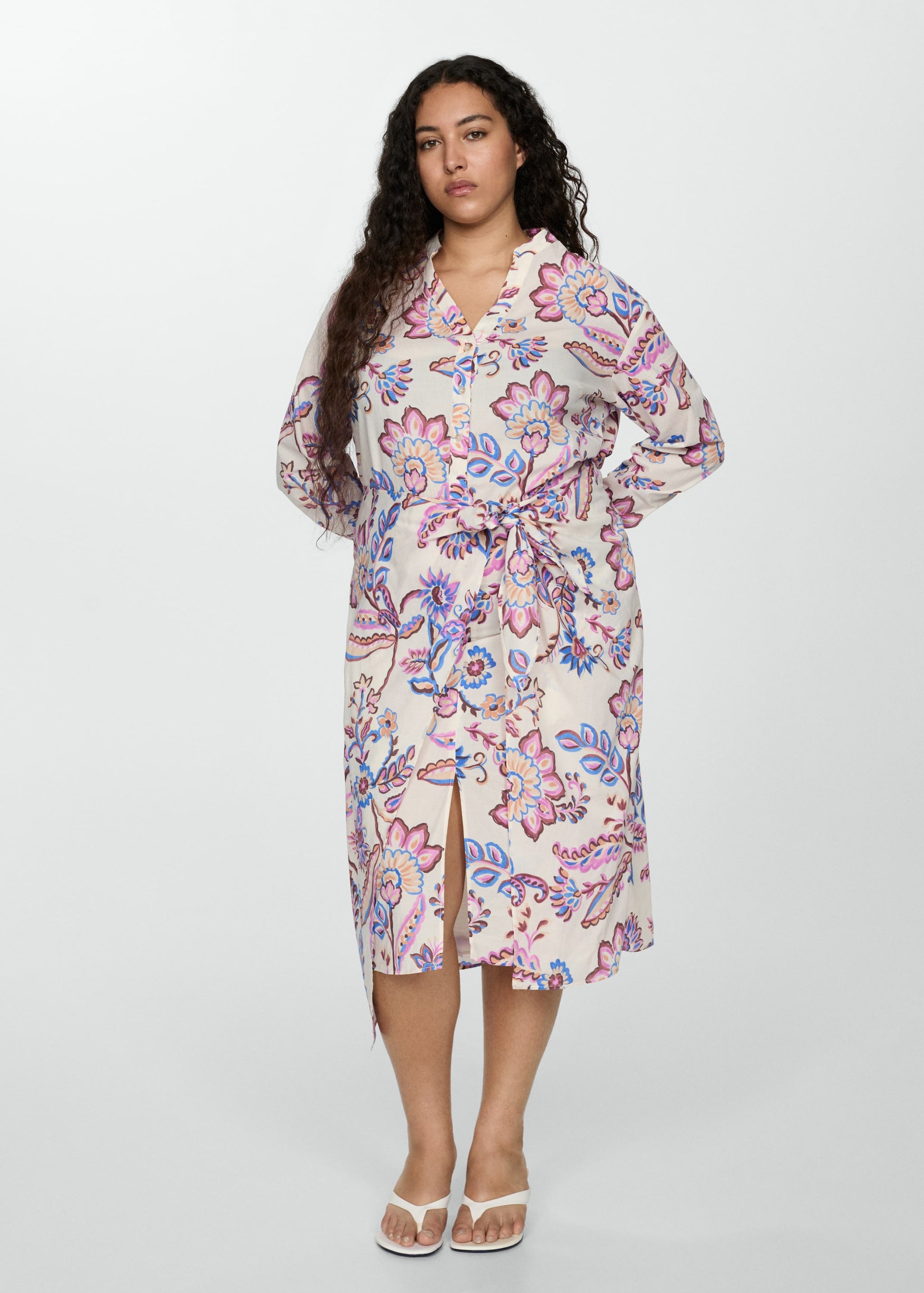 Floral print dress with bow