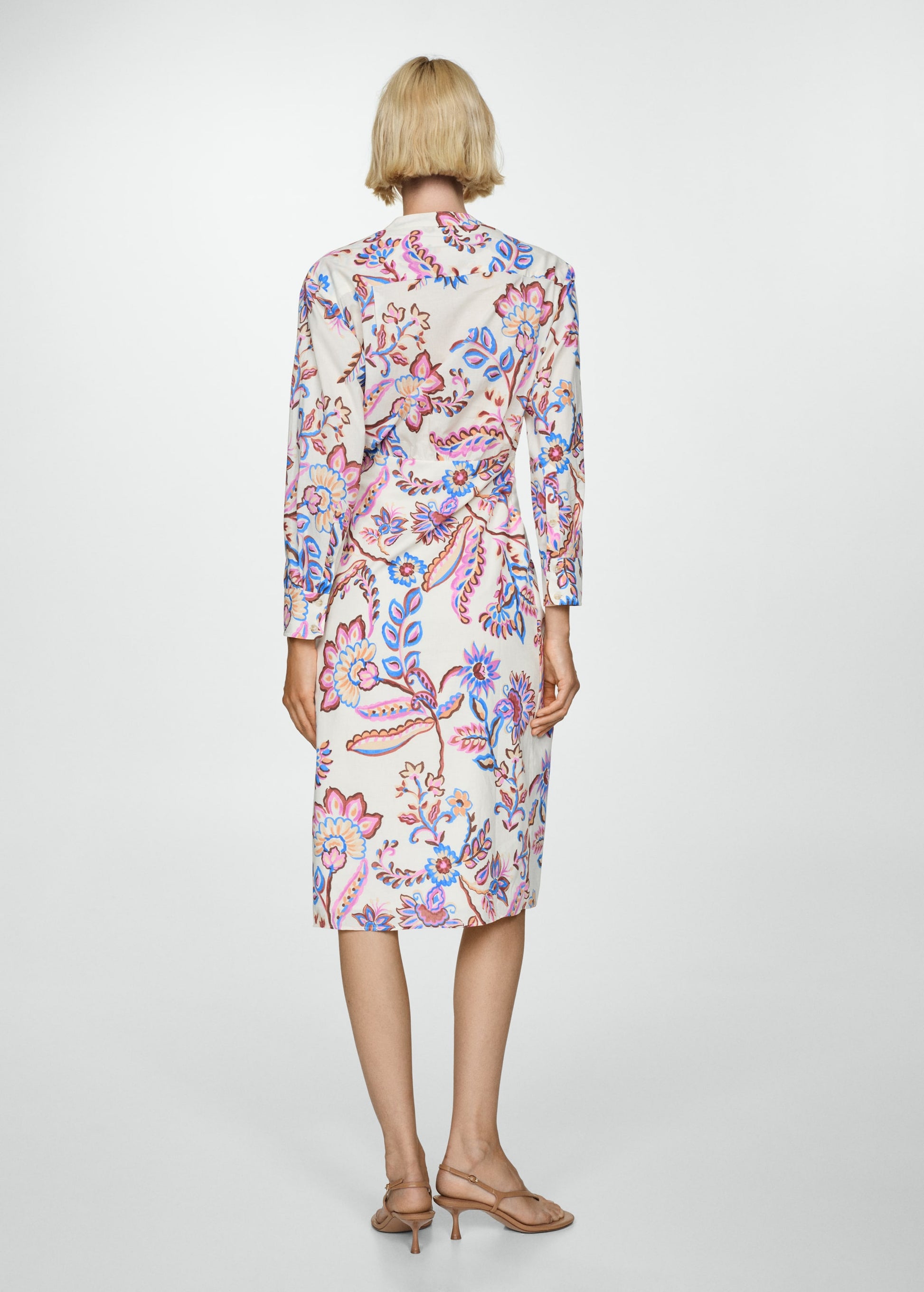 Floral print dress with bow
