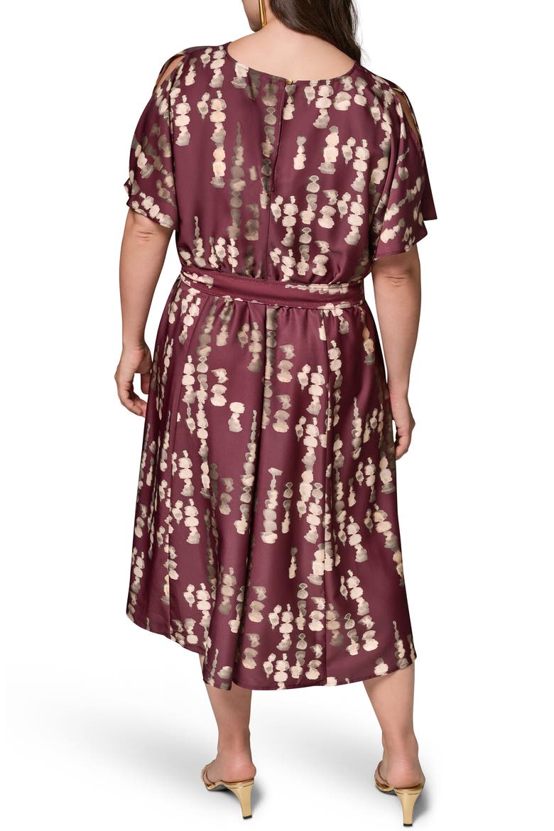 Print Stretch Satin Midi Dress
