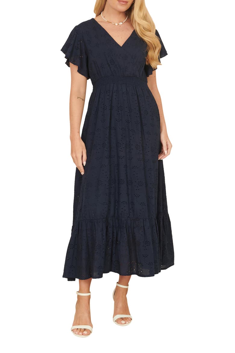 Cotton Broderie Anglaise Wrap Midi Dress