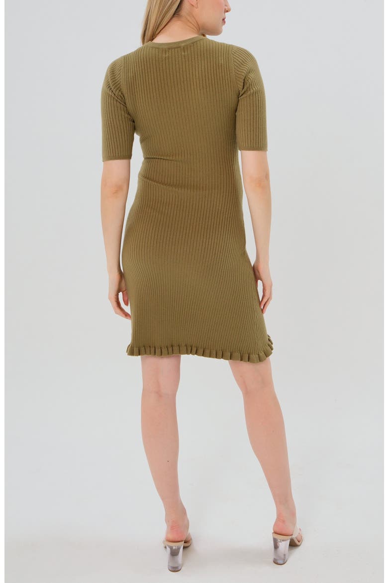 Women's Knee Length Olive Green Maternity Sweater Dress in Cotton Knit