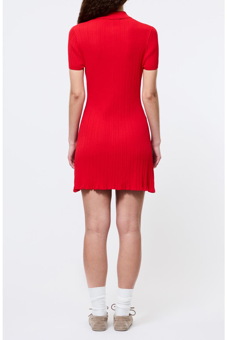 Crinkle Knit Polo Minidress