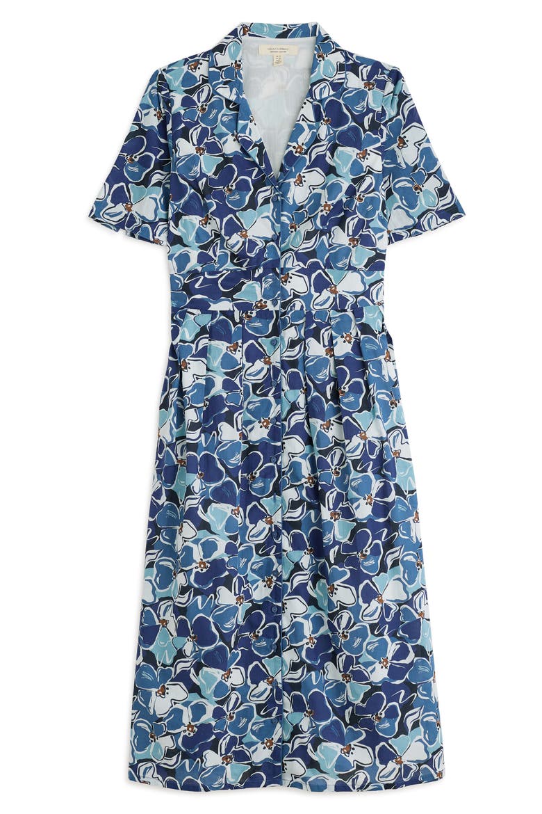 Floral Print Organic Cotton Midi Shirtdress