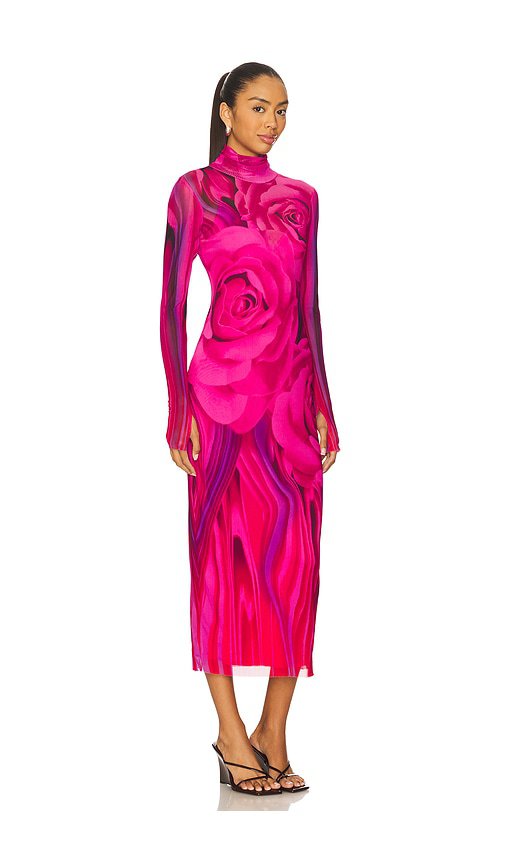 AFRM Shailene Midi Dress in Fuchsia Rose - Image 2