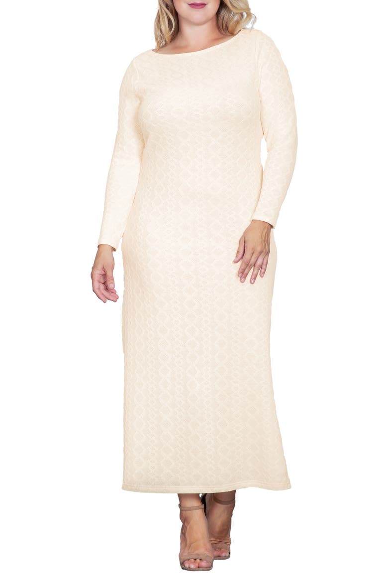 Geo Jacquard Long Sleeve Maxi Dress