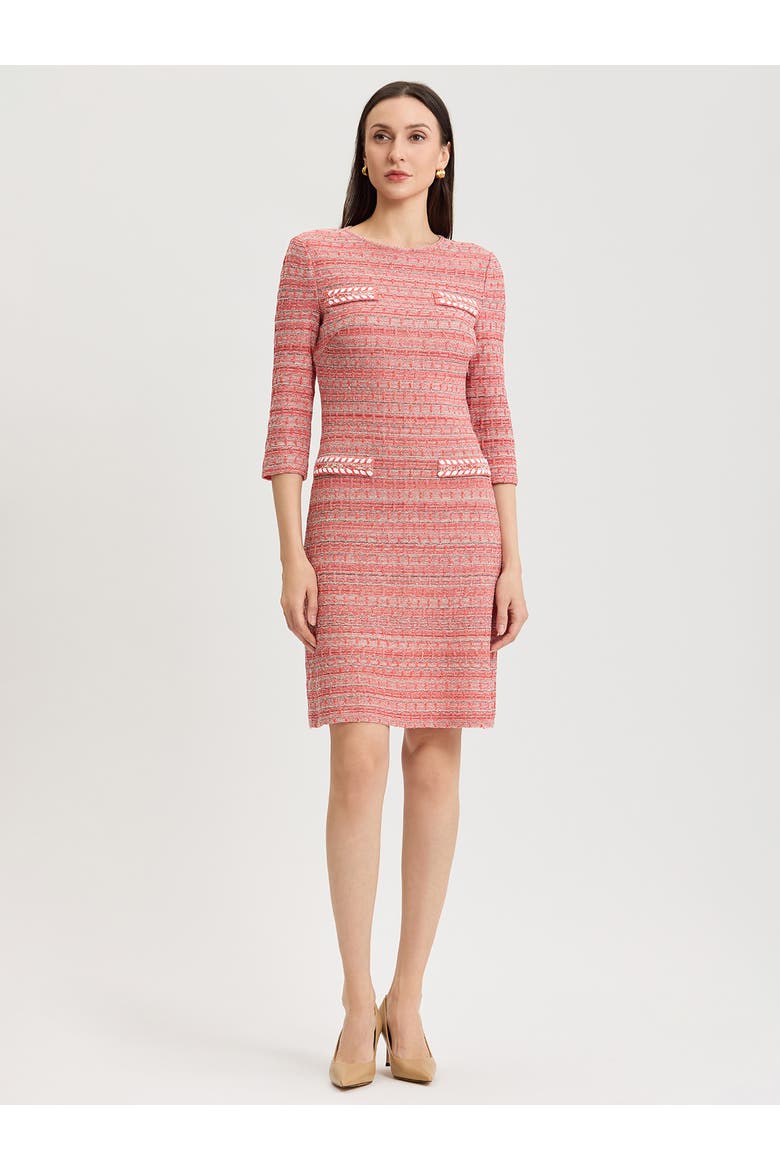 Whipstitch Tweed Knit Sheath Dress