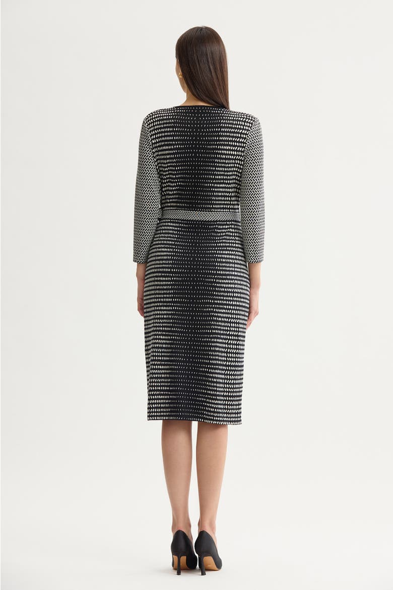 Monochrome Soft Knit Midi Wrap Dress