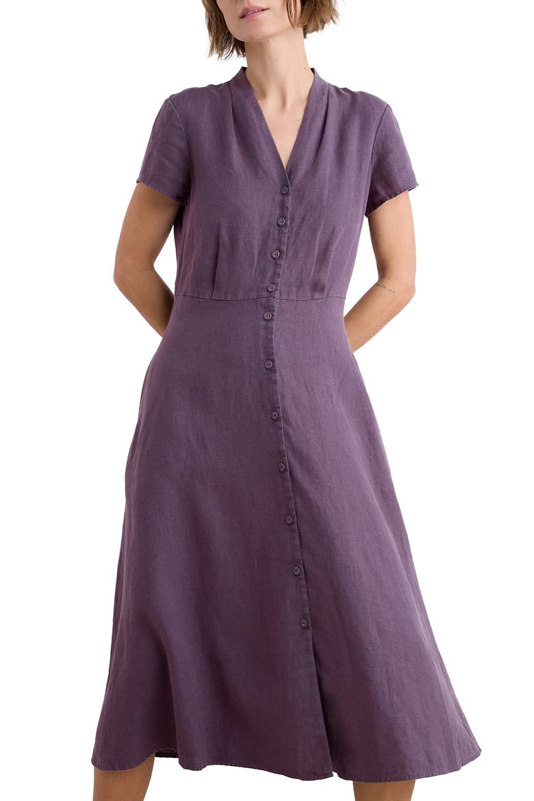 Carved Wood Linen Midi Dress