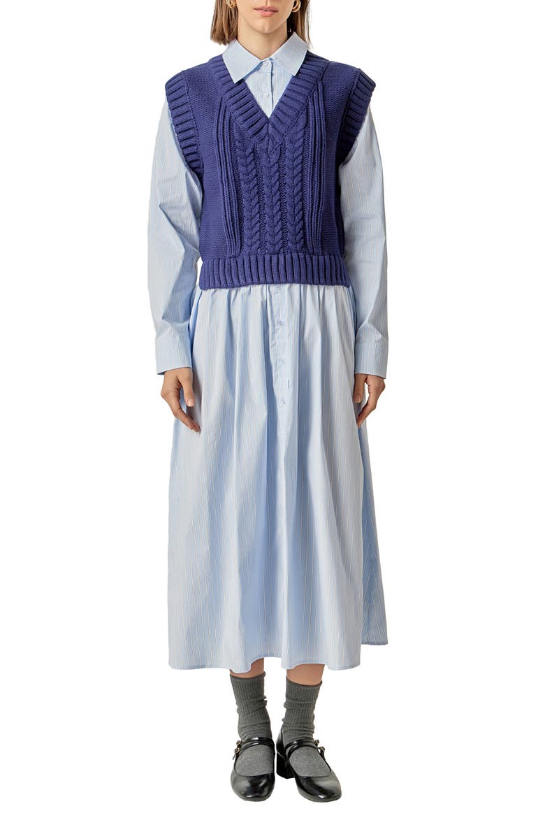Vest Mixed Media Maxi Shirtdress