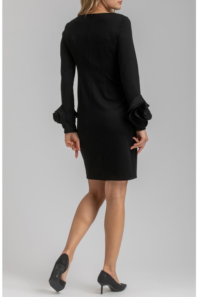 Rosette Cuff Long Sleeve Maternity Sheath Dress