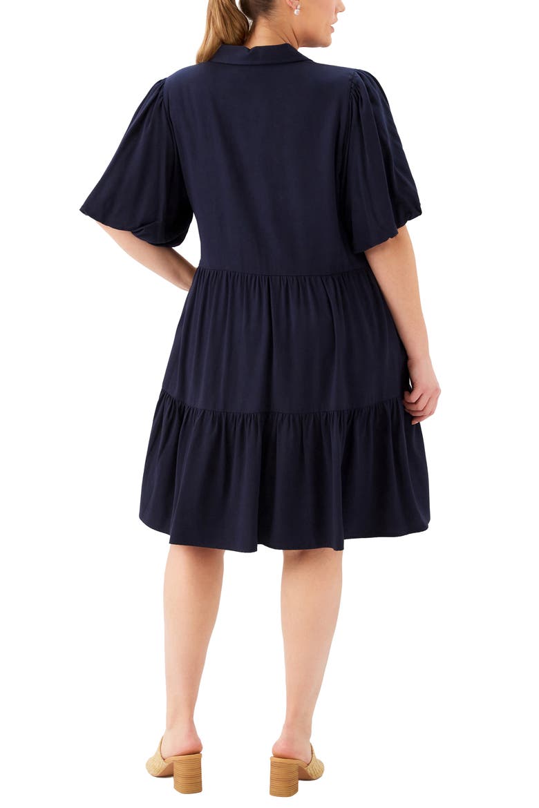 Tiered Puff Sleeve Shirtdress