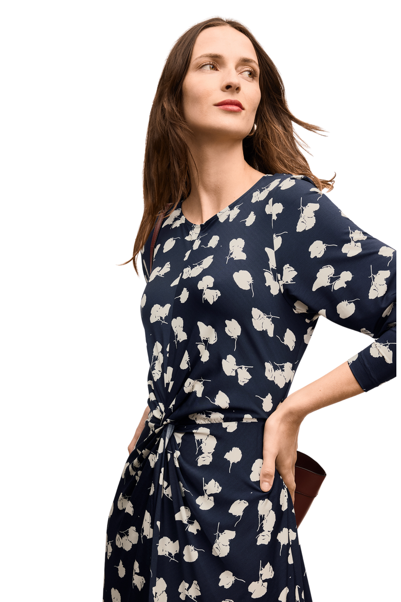 Jae Printed Jersey Ruched Dress