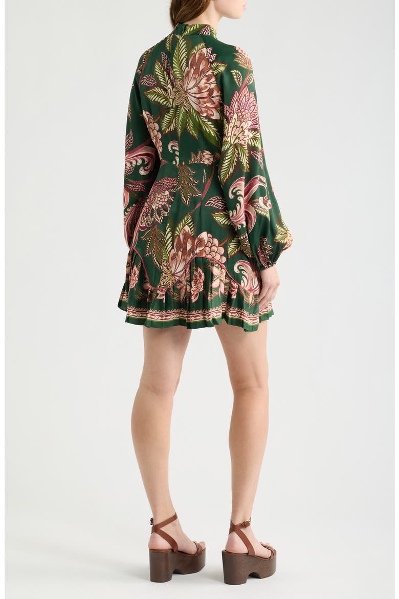 Arabesque Long Sleeve Floral Print Minidress