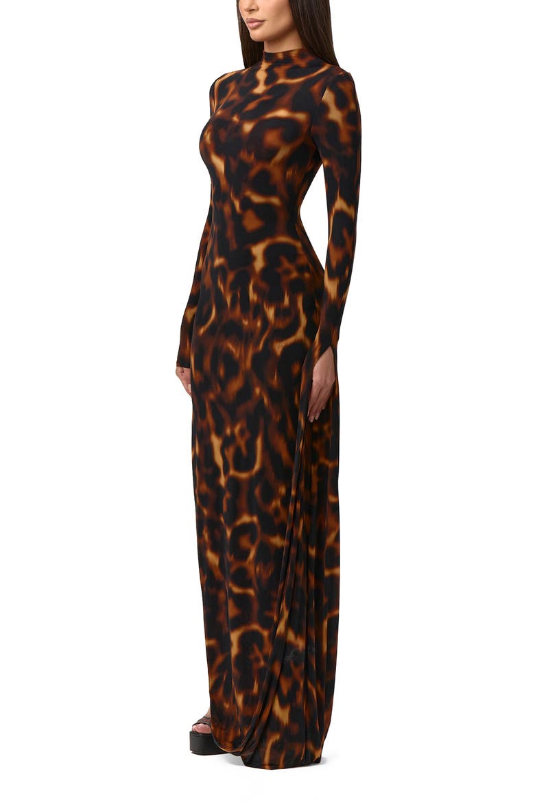 Draped Long Sleeve Maxi Dress
