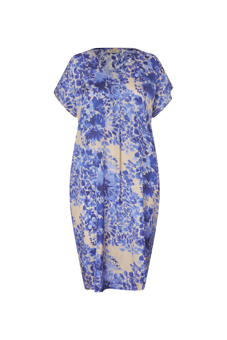 MaOdetto V-Neck Floral Midi Tunic Dress