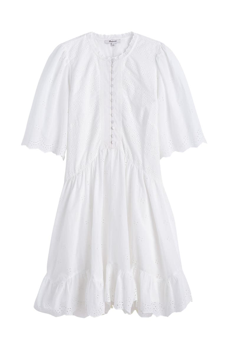 Eyelet Flutter Sleeve Cotton Minidress
