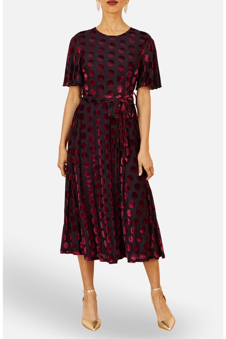 Velour Spot Midi Skater Dress