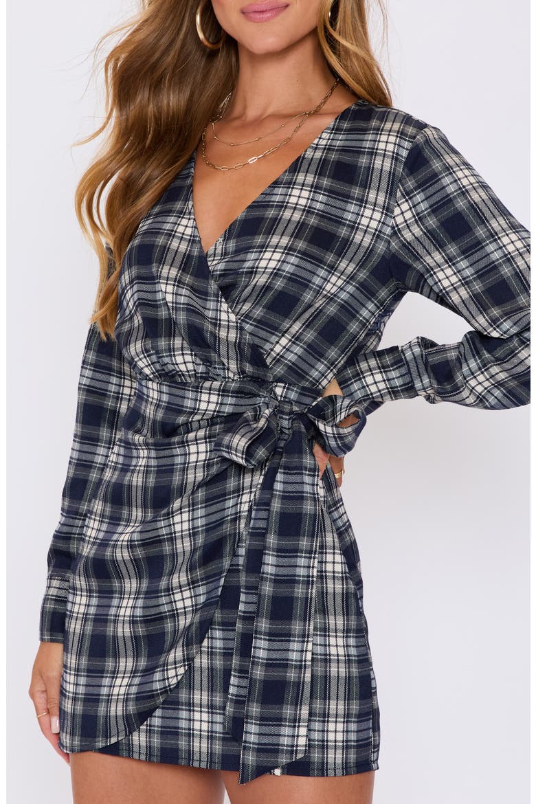 Collette Wrap Front Long Sleeve Mini Shirtdress
