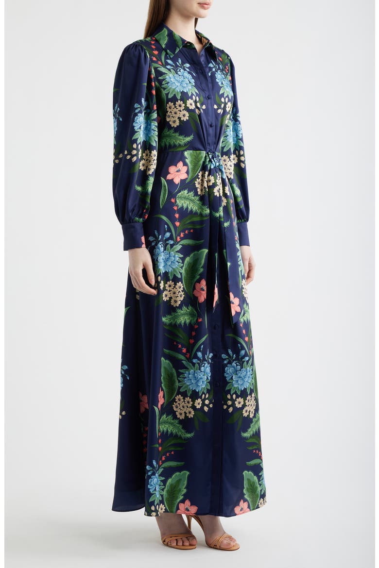 Floral Print Long Sleeve Maxi Shirtdress