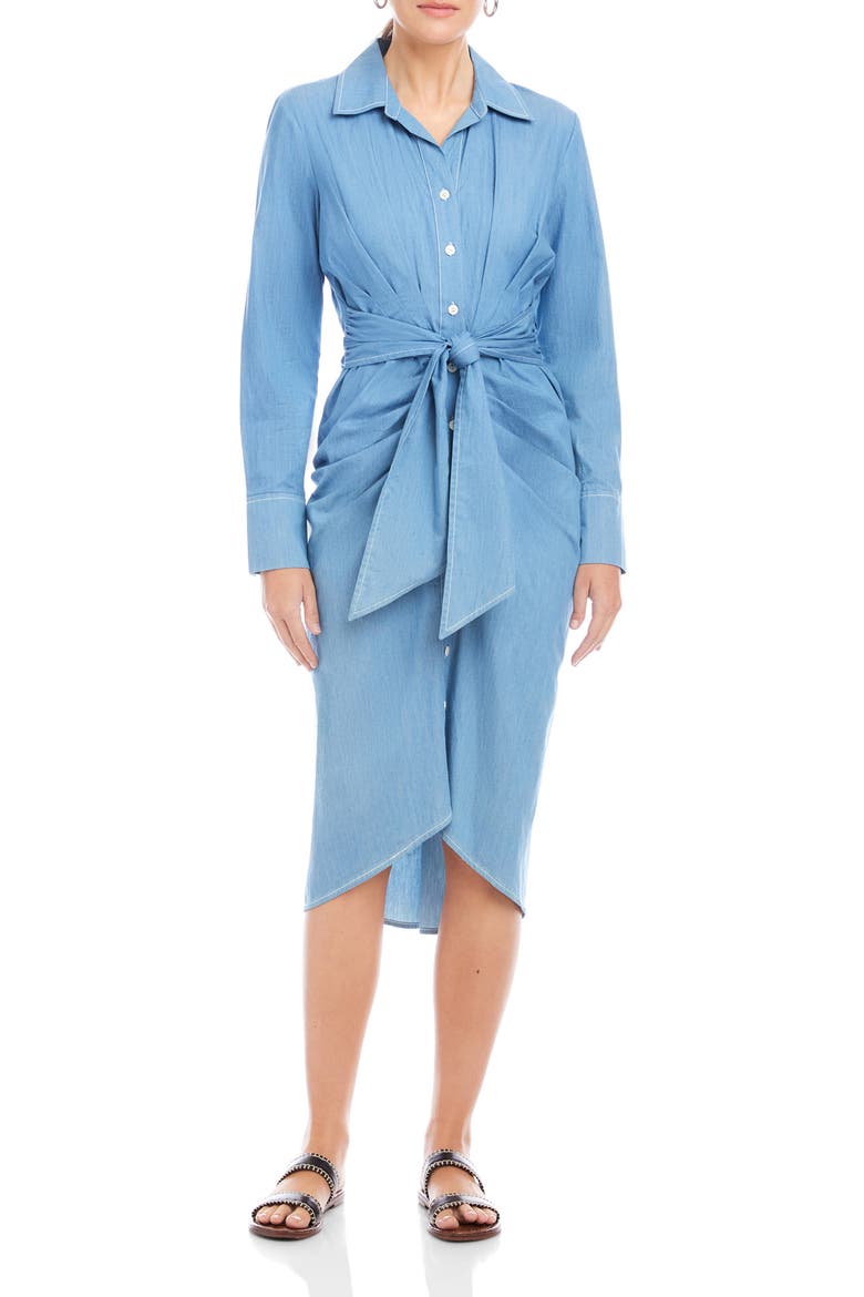 Rayleen Pleated Long Sleeve Shirtdress