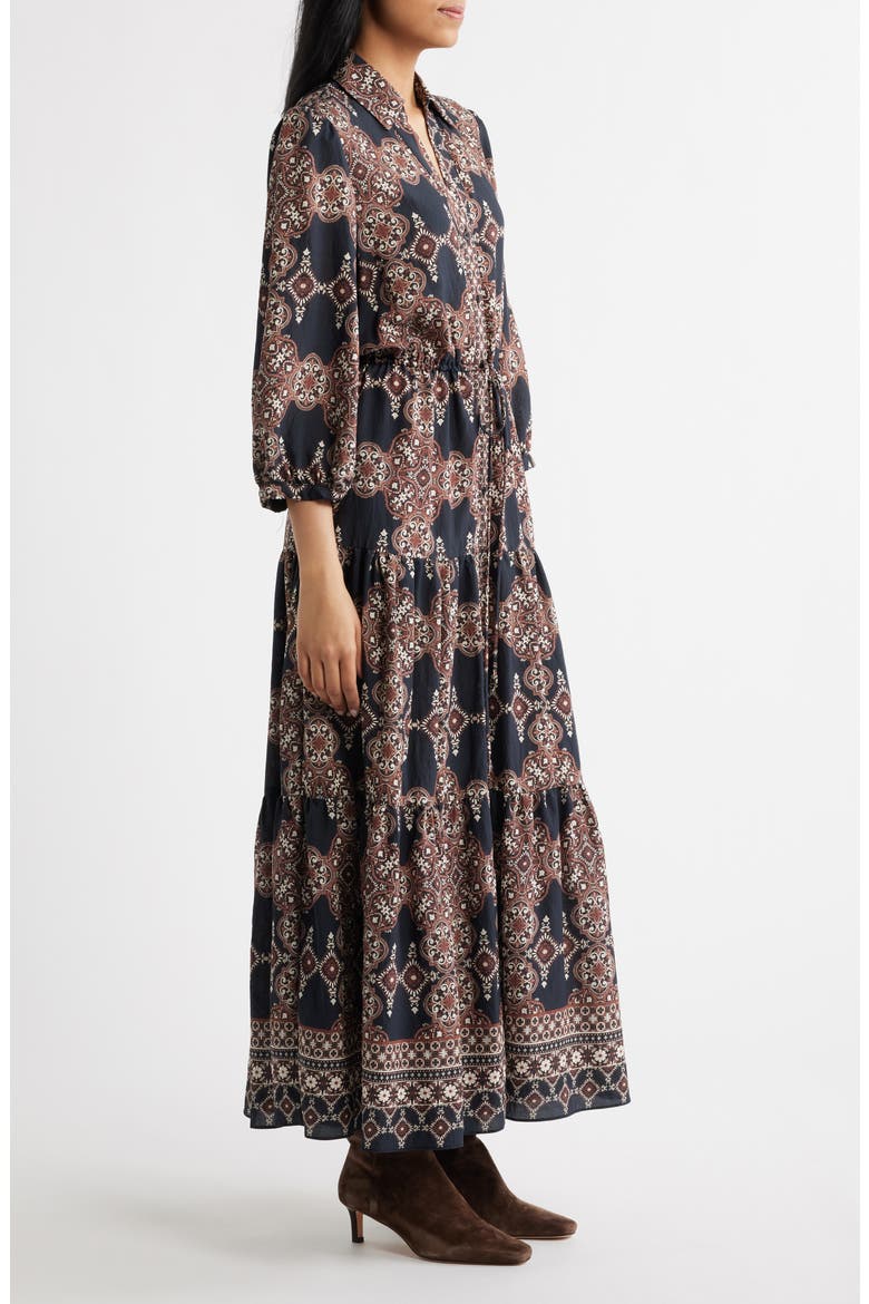 Mixed Paisley Long Sleeve Shirtdress
