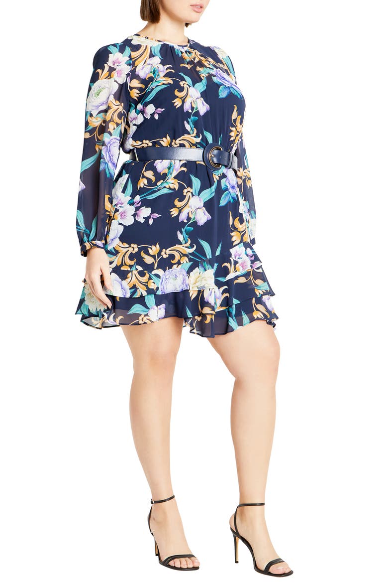 Lyra Violet Floral Belted Minidress