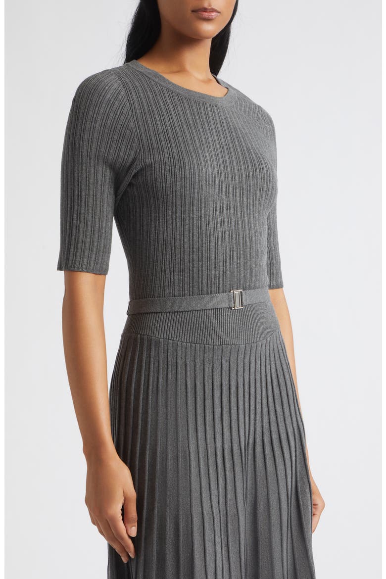 Elthea Belted Pleated Midi Dress