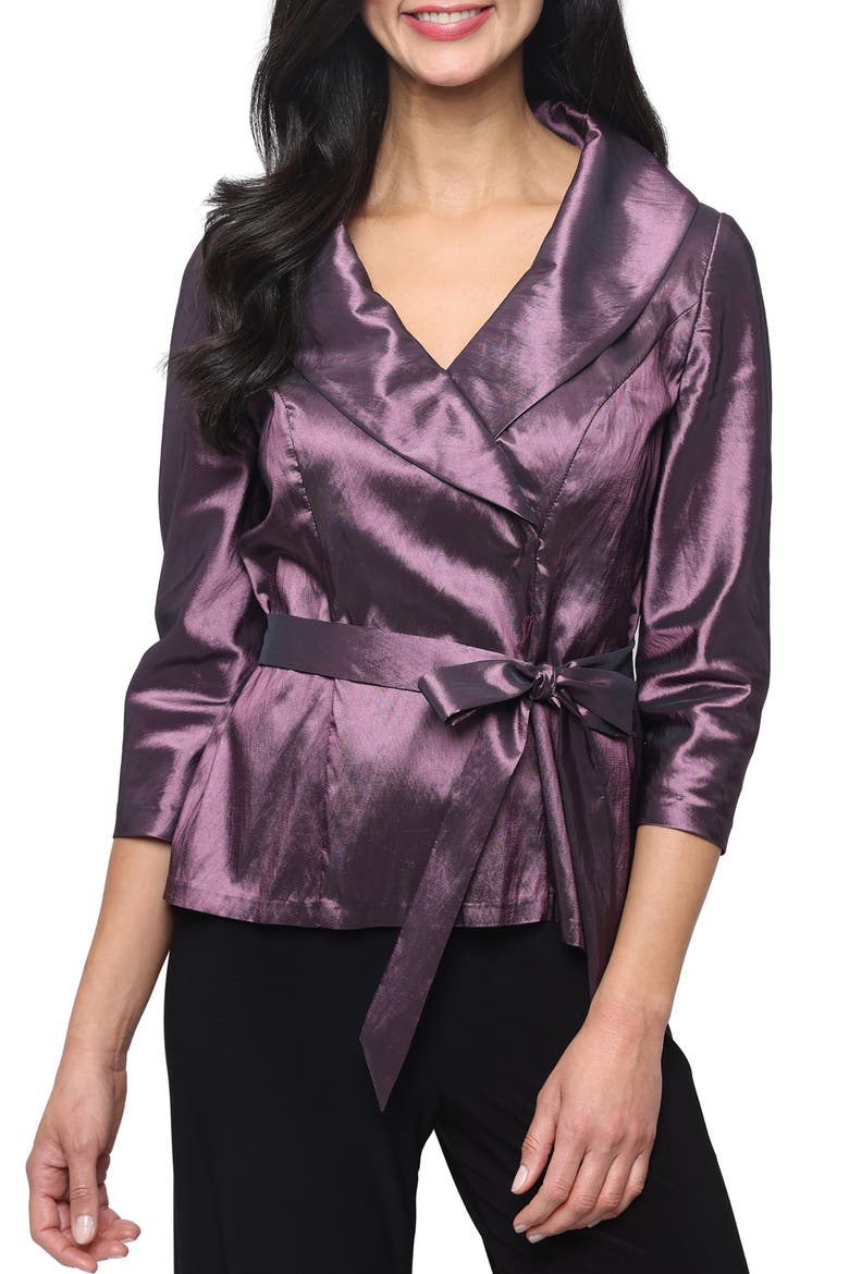 Portrait Collar Faux Wrap Top