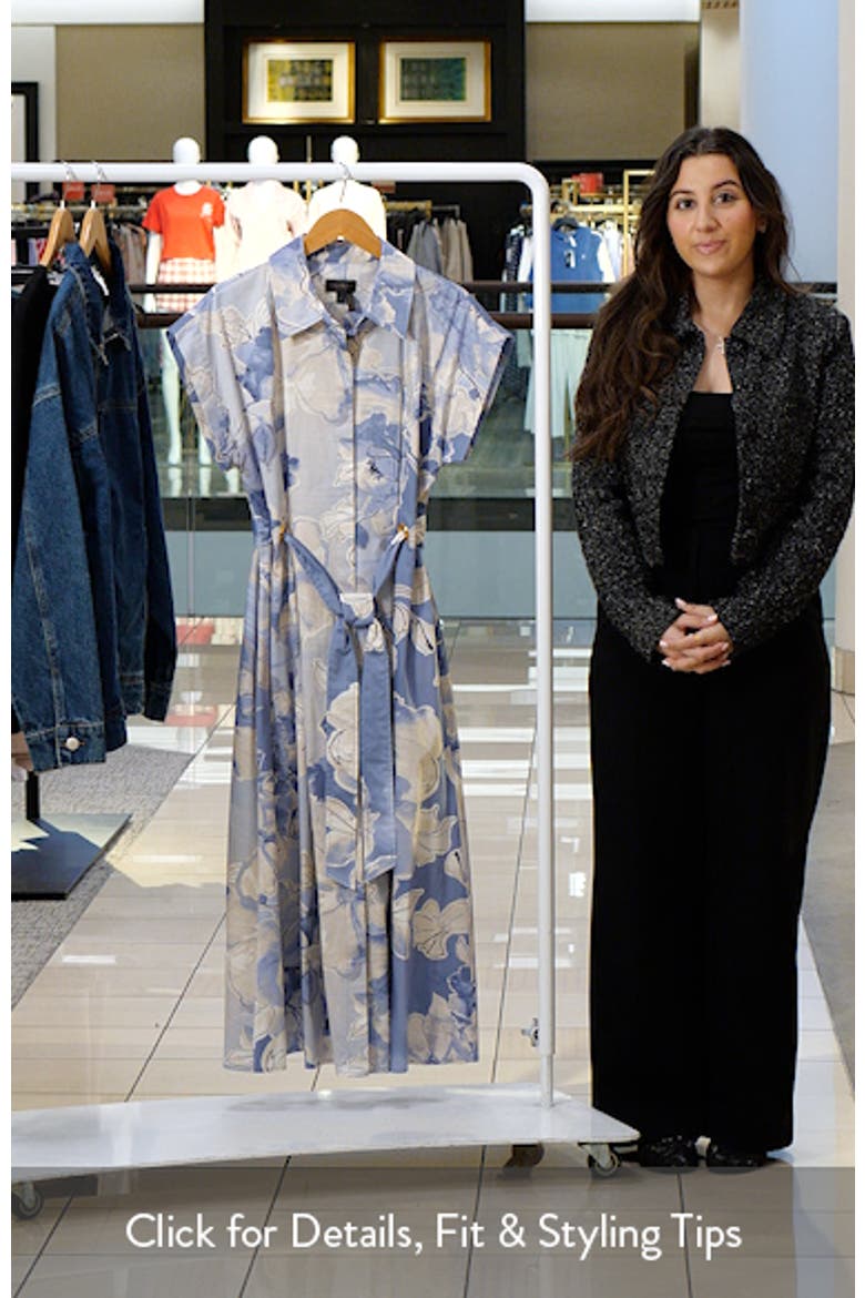 Print Tie Waist Midi Shirtdress