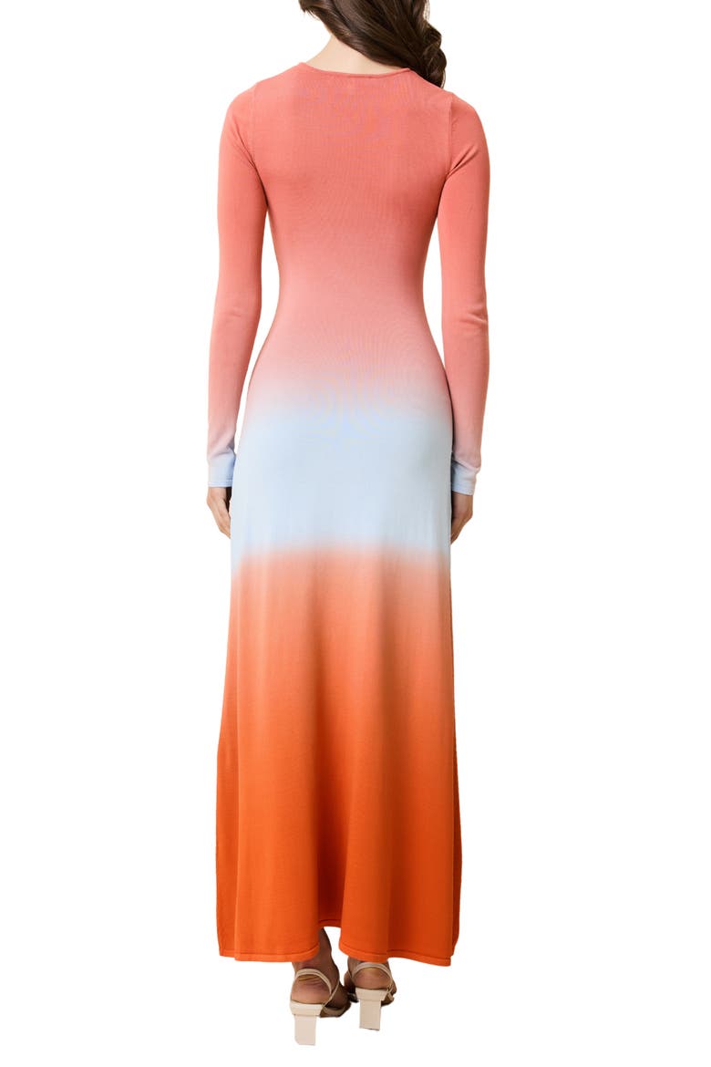 The Dora Ombré Colorblock Long Sleeve Knit Maxi Dress