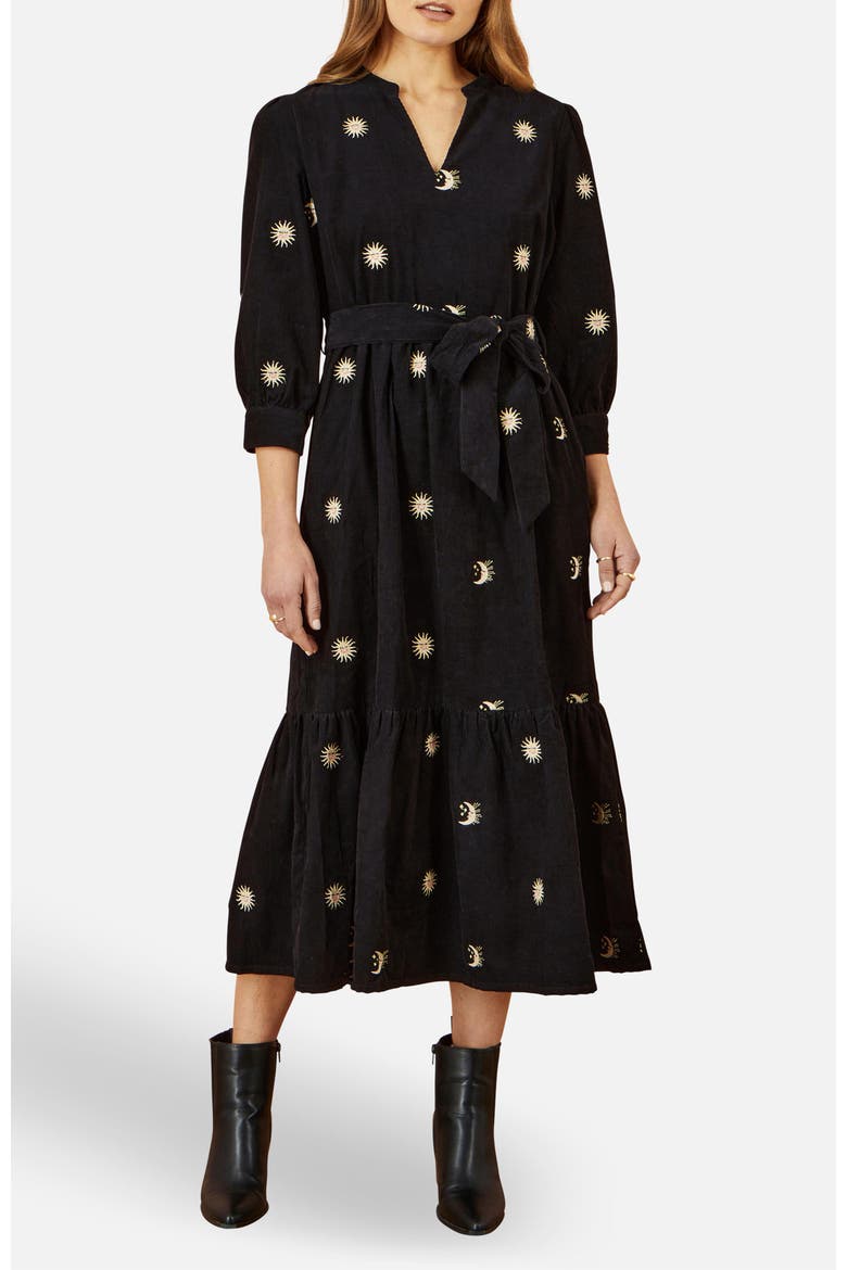Cosmic Embroidery Cord Midi Shirt Dress