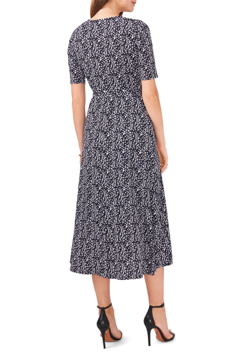 V-Neck Belted Midi Dress