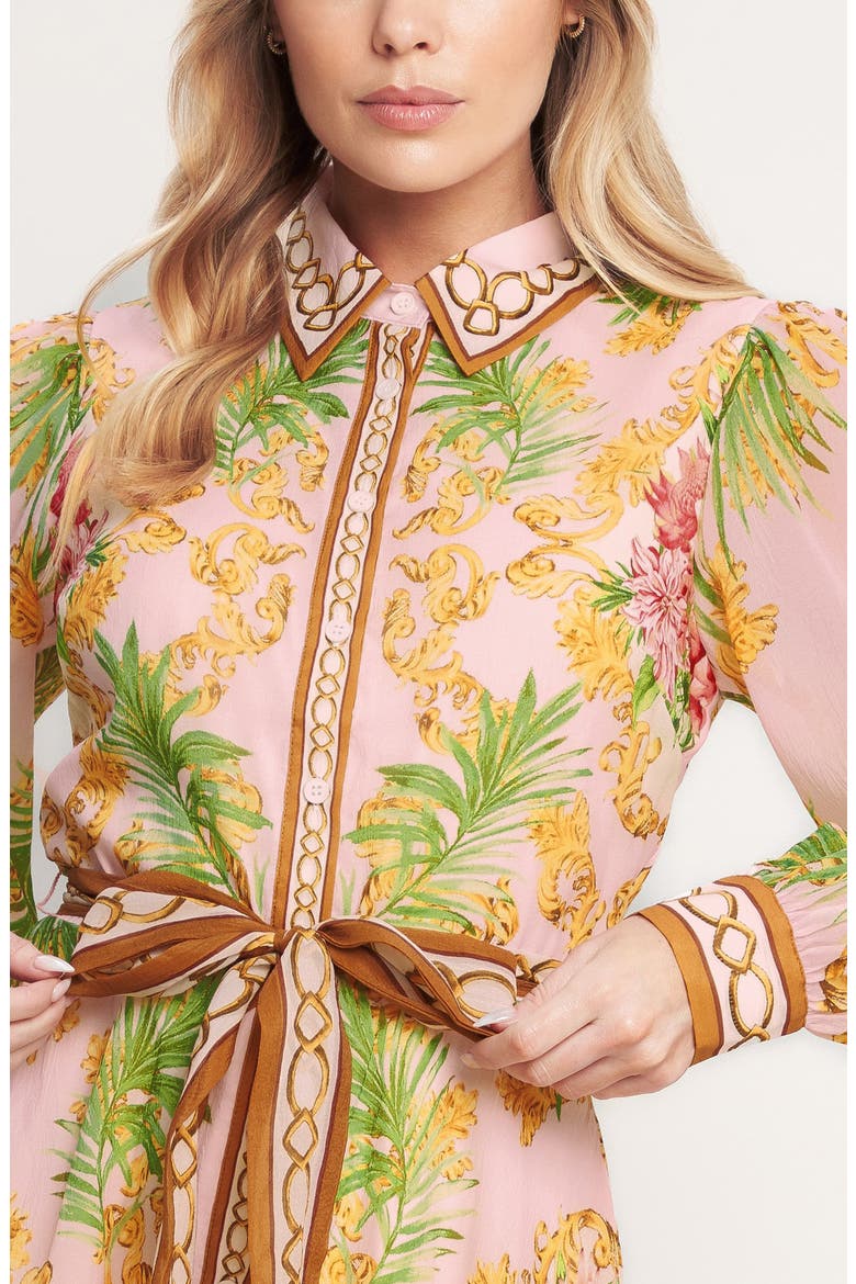 Print Long Sleeve Maxi Shirtdress