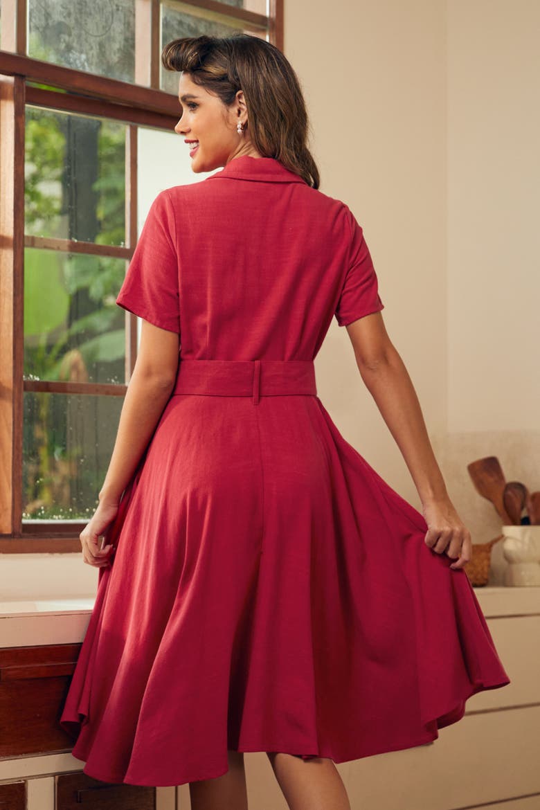 Rustic Elegance Fit & Flare Shirt Dress