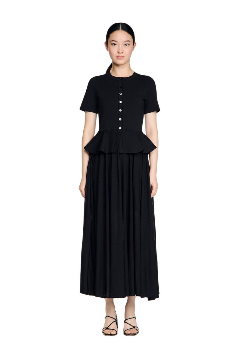 Knit maxi dress with peplum