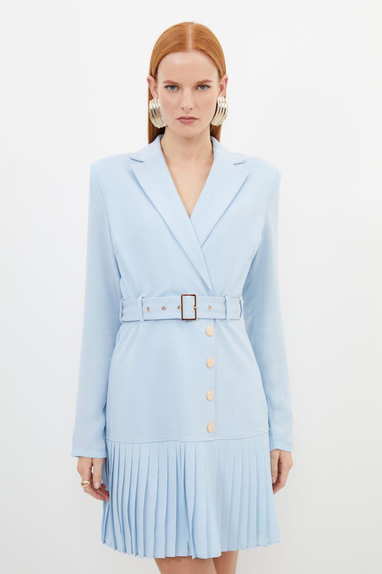 Pleated Skirt Collared Mini Dress