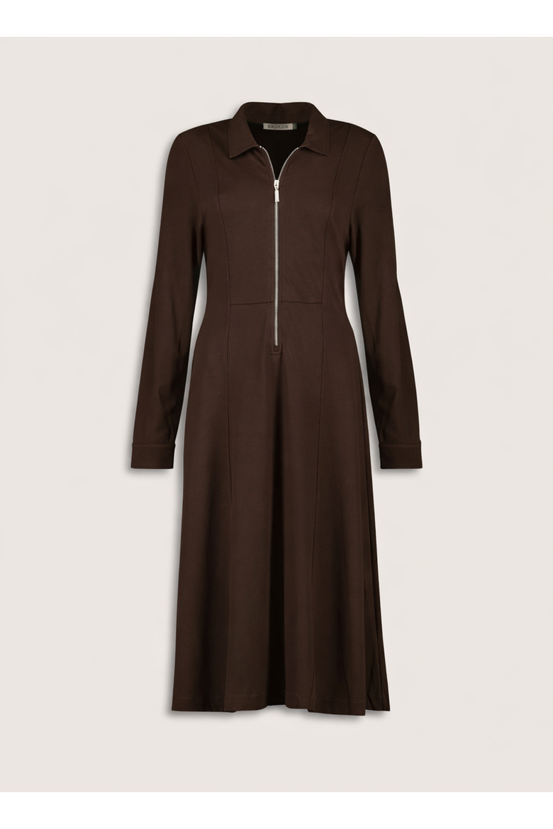 Mariposa Ponte Zip Front Midi Dress