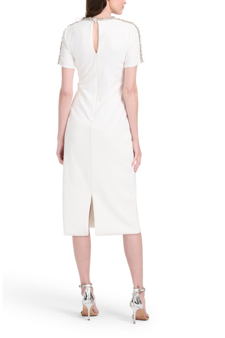 Crystal Bead Detail Crepe Cocktail Midi Dress