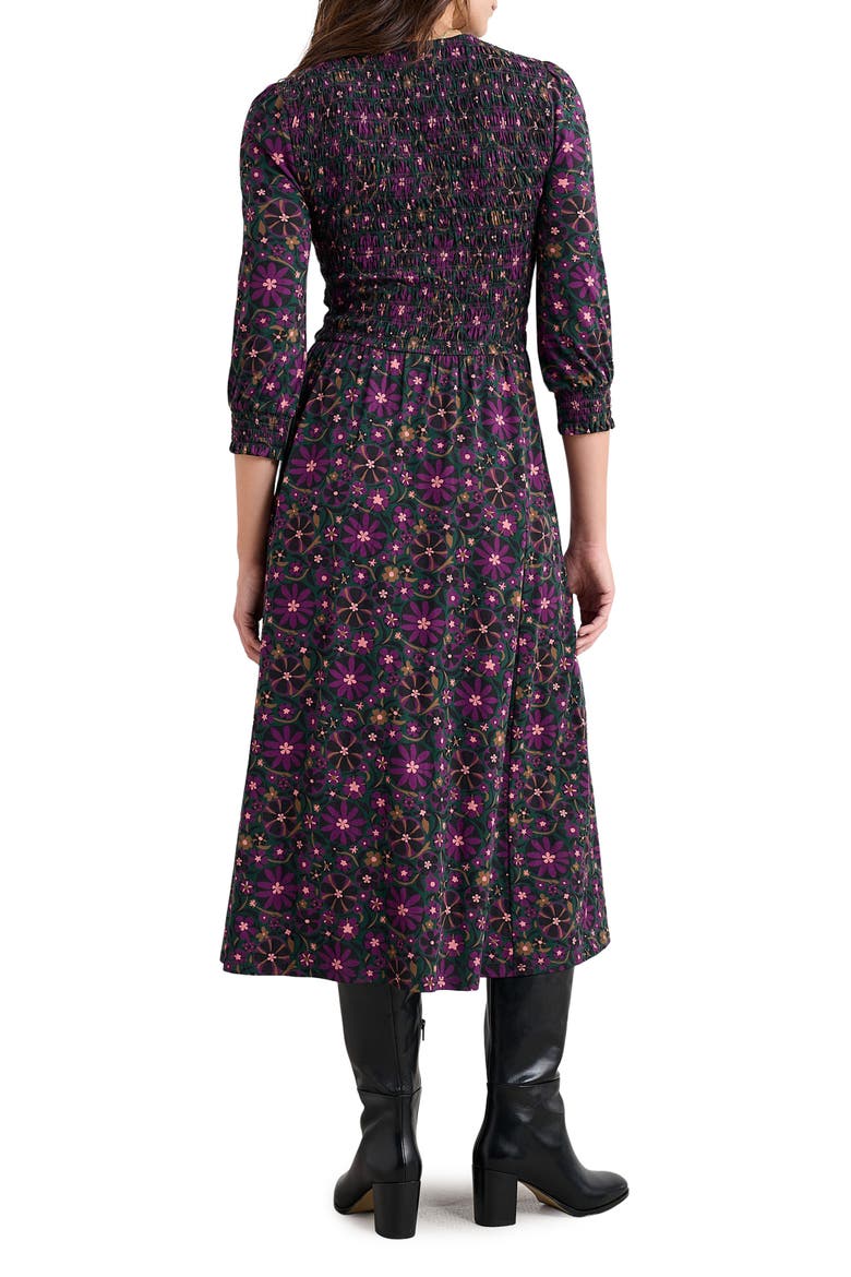 Sea Sound Floral Smocked Midi Dress