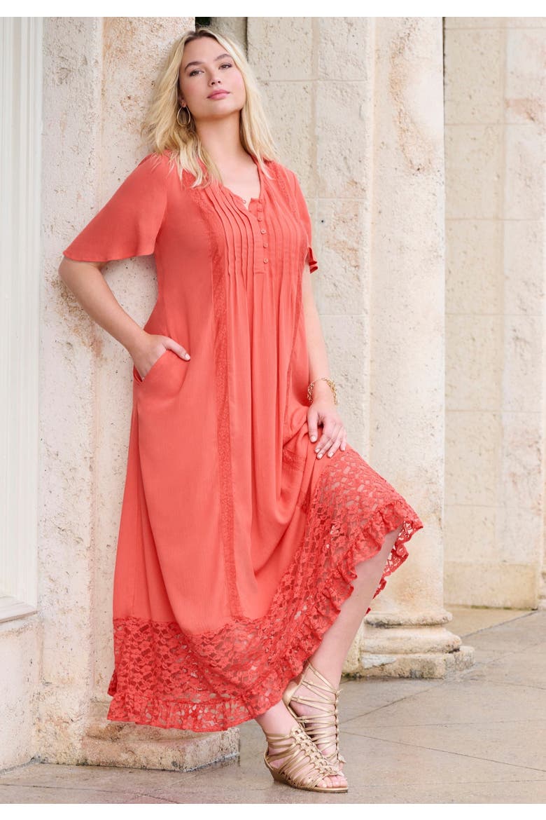 Hand Crinkled Lace Panelled Boho Dress
