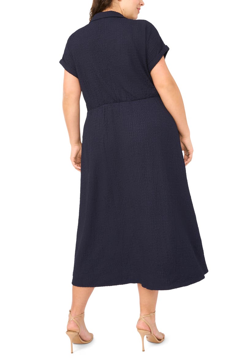 Tie Belt Textured Midi Dress