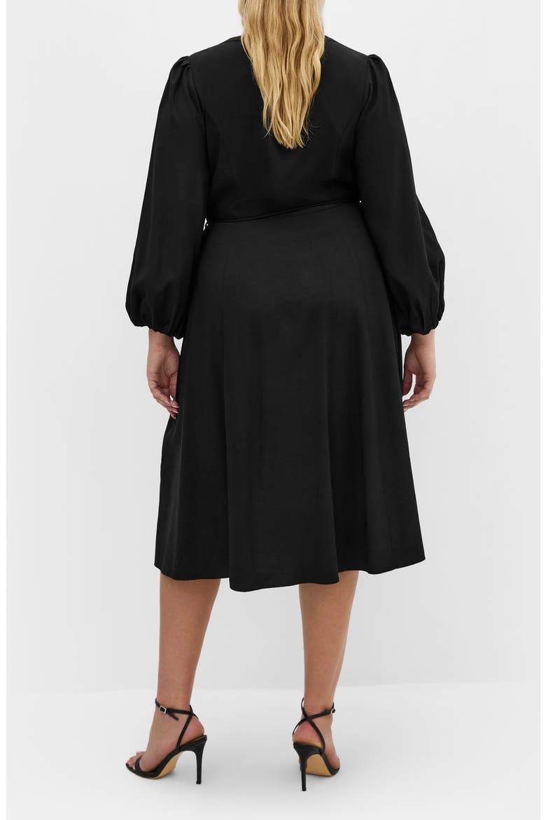 Kristina Tie Waist Long Sleeve Midi Dress