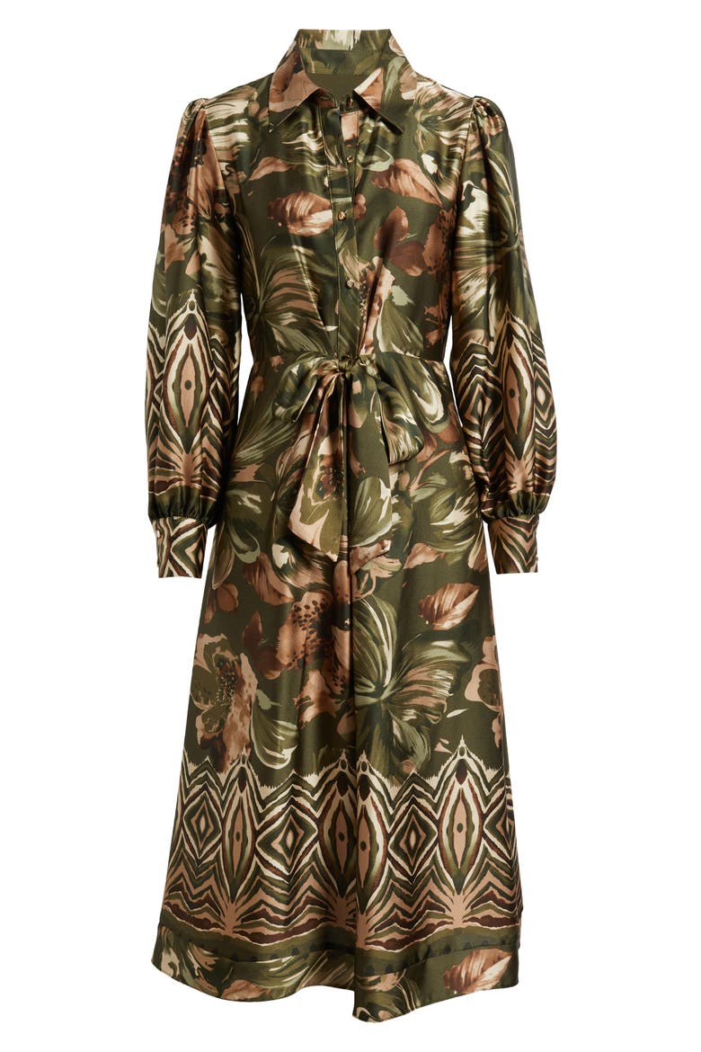 Print Long Sleeve Shirtdress
