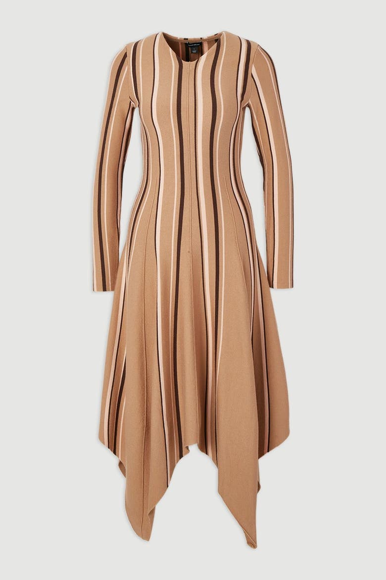 Asymmetric Hem Knit Midi Dress