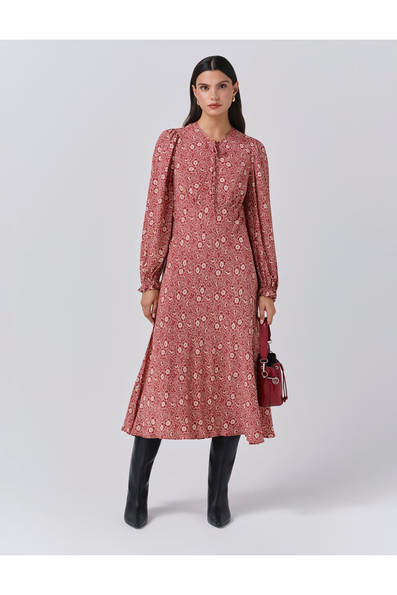 Stella Floral Crepe Tie Front Midi Dress