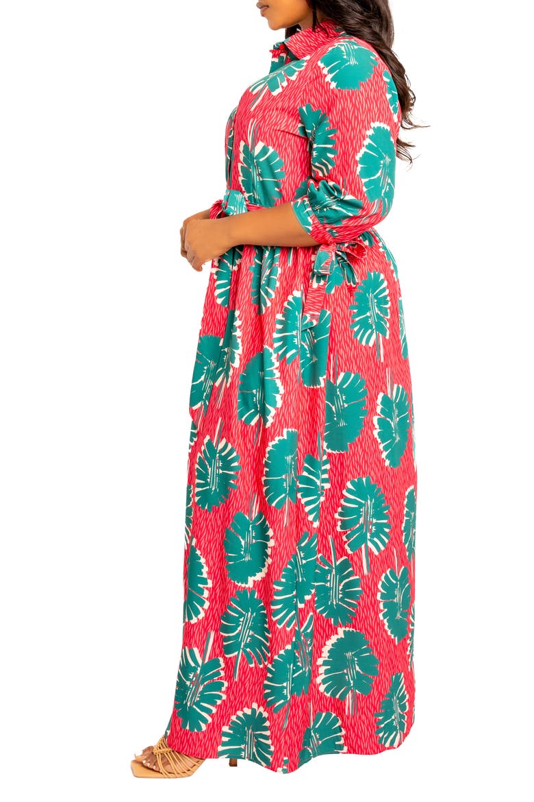 Mixed Print Maxi Shirtdress