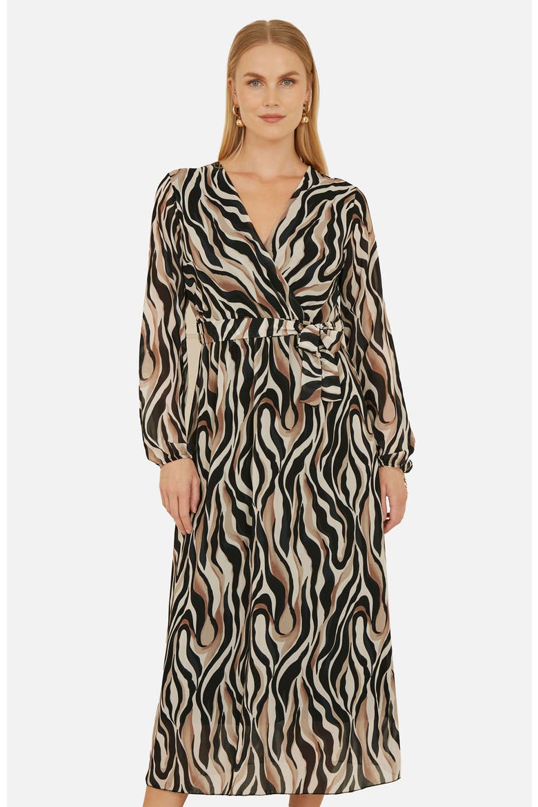 Animal Swirl Midi Wrap Dress