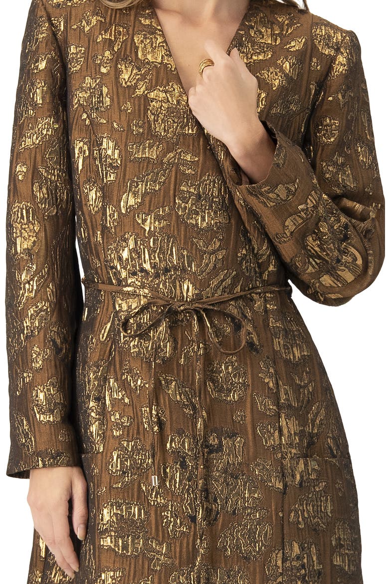 Jacquard Short Crossed V-Neck Dress with Pockets