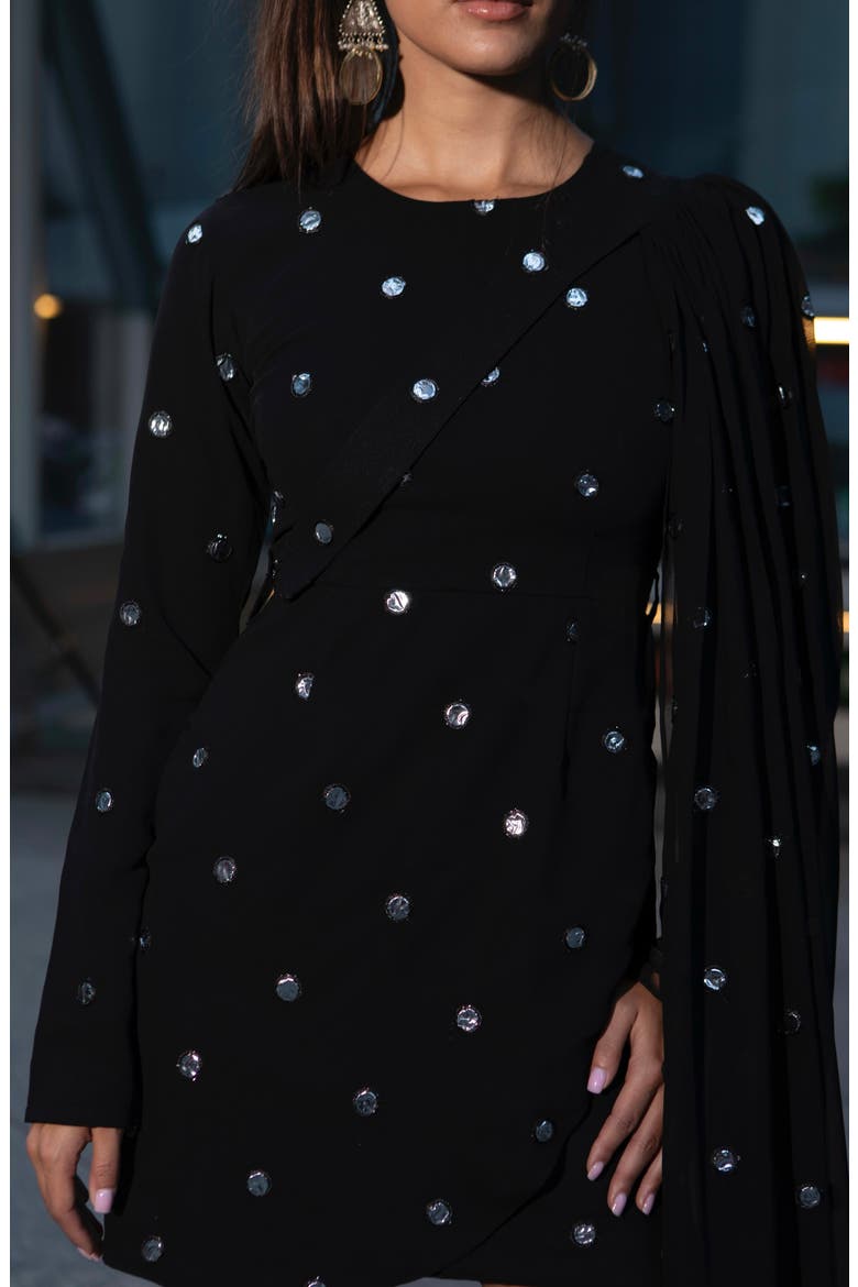 Kaia Long Sleeve Minidress with Removable Drape Belt