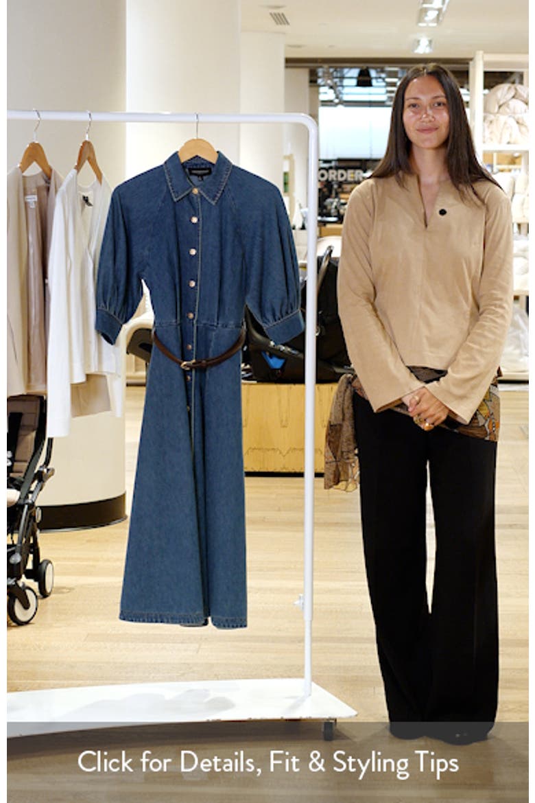 Puff Sleeve Denim Midi Shirtdress